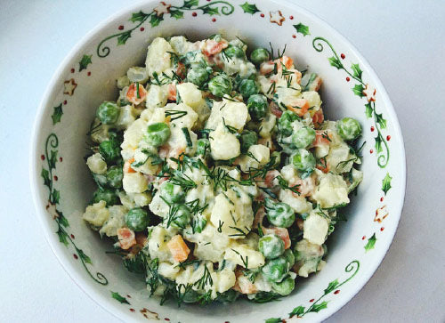 Veselīgie olivjē salāti bez olām un majonēzes